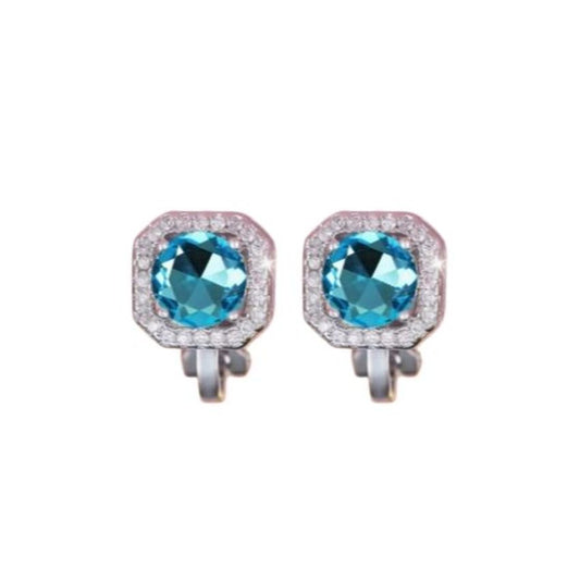 Blue Stud Small Clip On Earrings