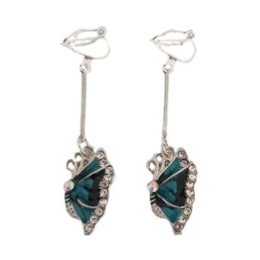 Blue Butterfly Clip On Earrings
