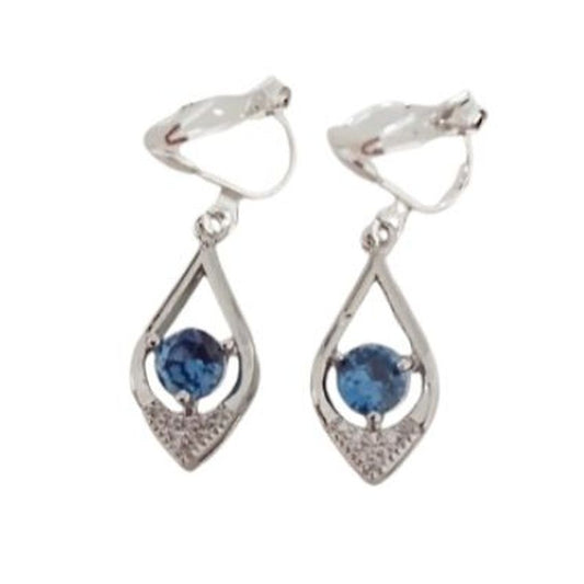 Blue Centre Stone With Cubic Zirconia Surround Earrings