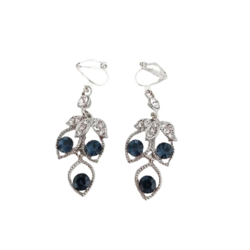 Blue Chandelier Drop Clip On Earrings
