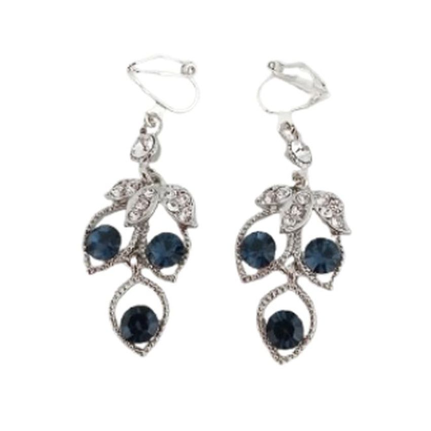 Blue Chandelier Drop Clip On Earrings