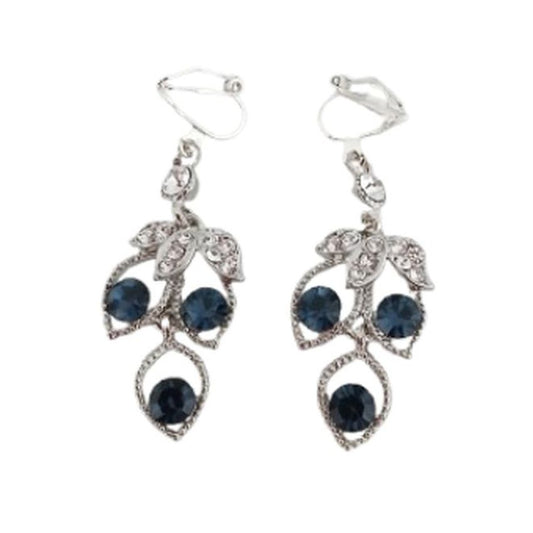 Blue Chandelier Drop Clip On Earrings