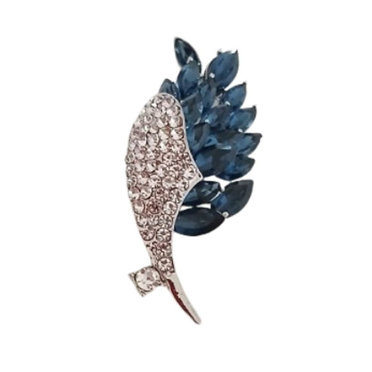 Blue Crystal Flower Brooch