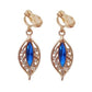 Blue Leaf Drop Clip On Earrings
