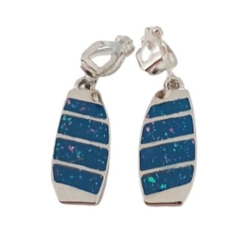 Blue Shimmer Clip On Earrings