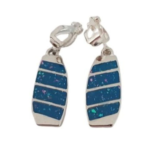 Blue Shimmer Clip On Earrings