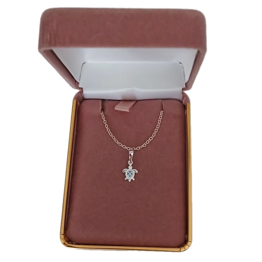 Blue Sterling Silver Turtle Pendant(2)