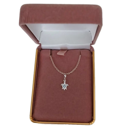 Blue Sterling Silver Turtle Pendant(2)