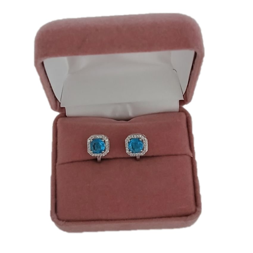 Blue Stud Small Clip On Earrings