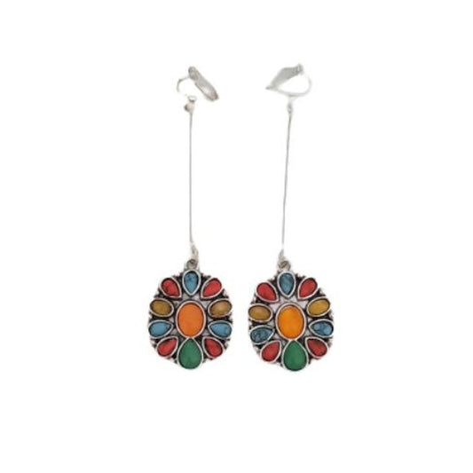 Boho Multi Colour Clip On Earrings