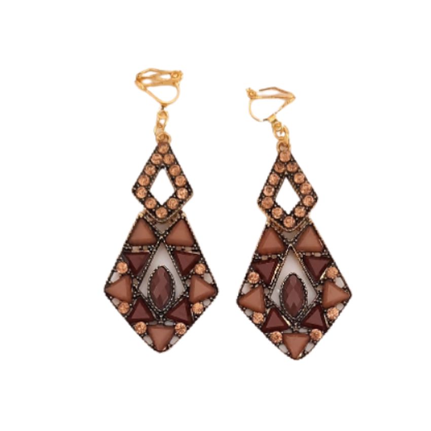 Boho Multi Colour Clip On Earrings