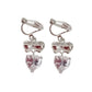 Bow And Heart Cubic Zirconia Drop Clip On Earrings