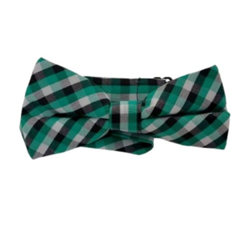 Boys Check Pattern Green Dickie Bow Tie