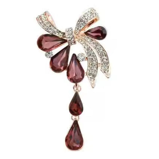 Brown Crystal Drop Ladies Brooch