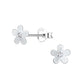 Brushed Sterling Silver Flower Earrings