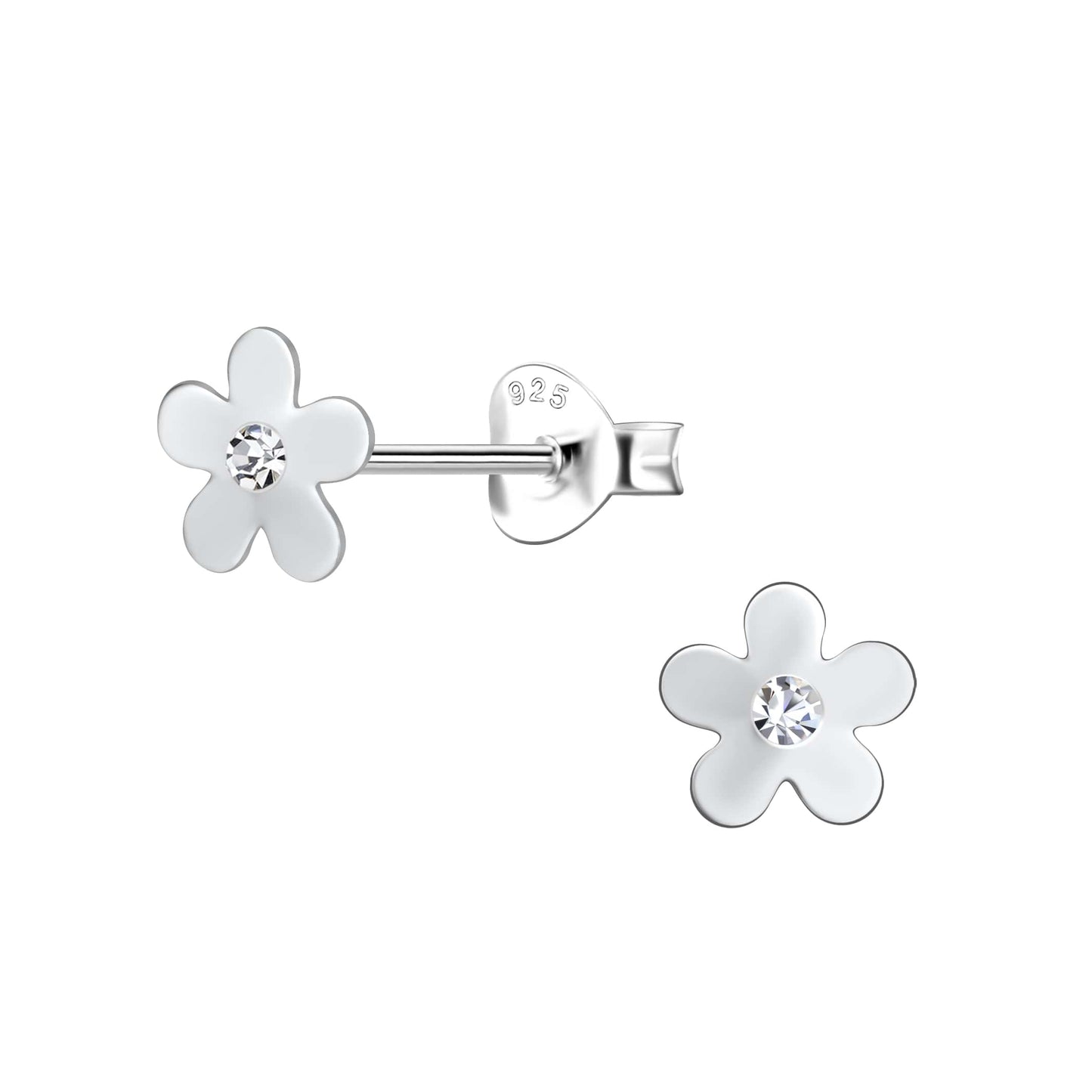 Brushed Sterling Silver Flower Earrings