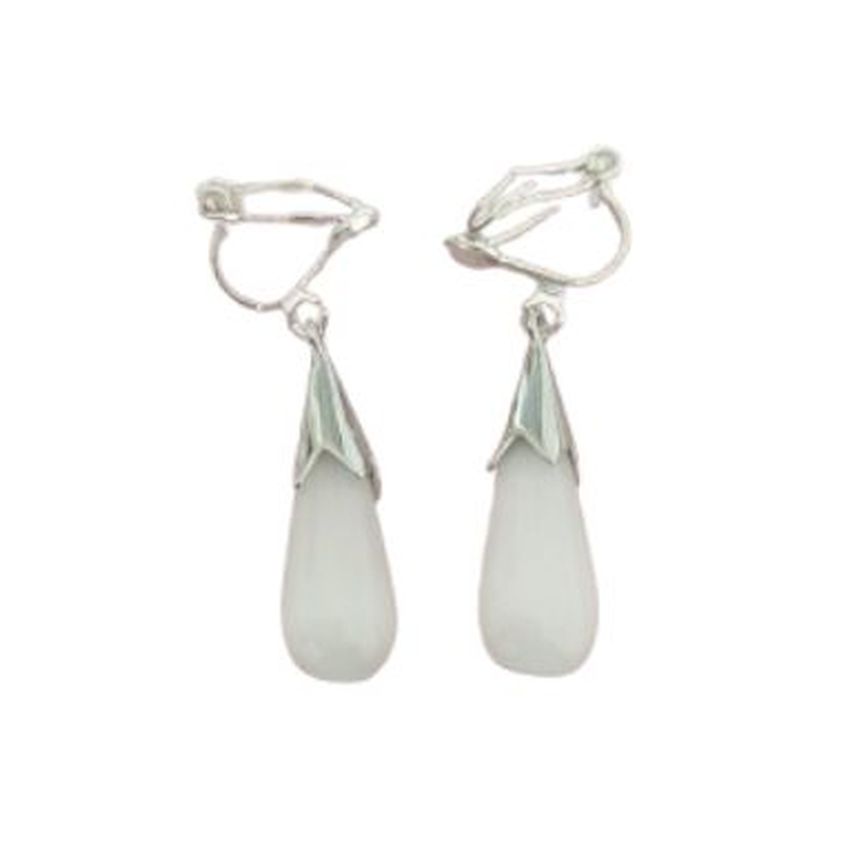 Bullet Drop Pearl Clip On Earrings