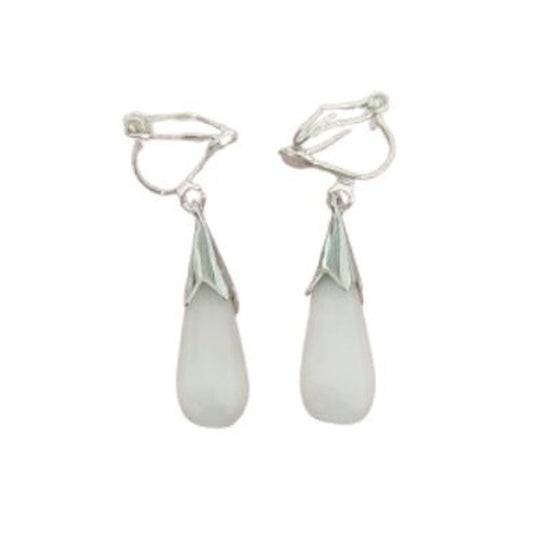 Bullet Drop Pearl Clip On Earrings