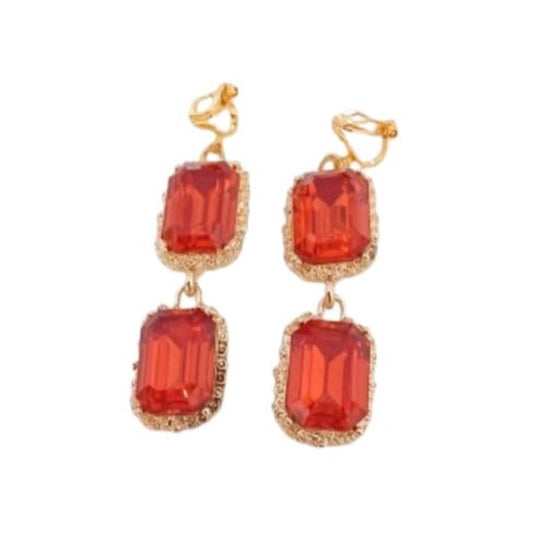Burnt Orange Clip On Earrings