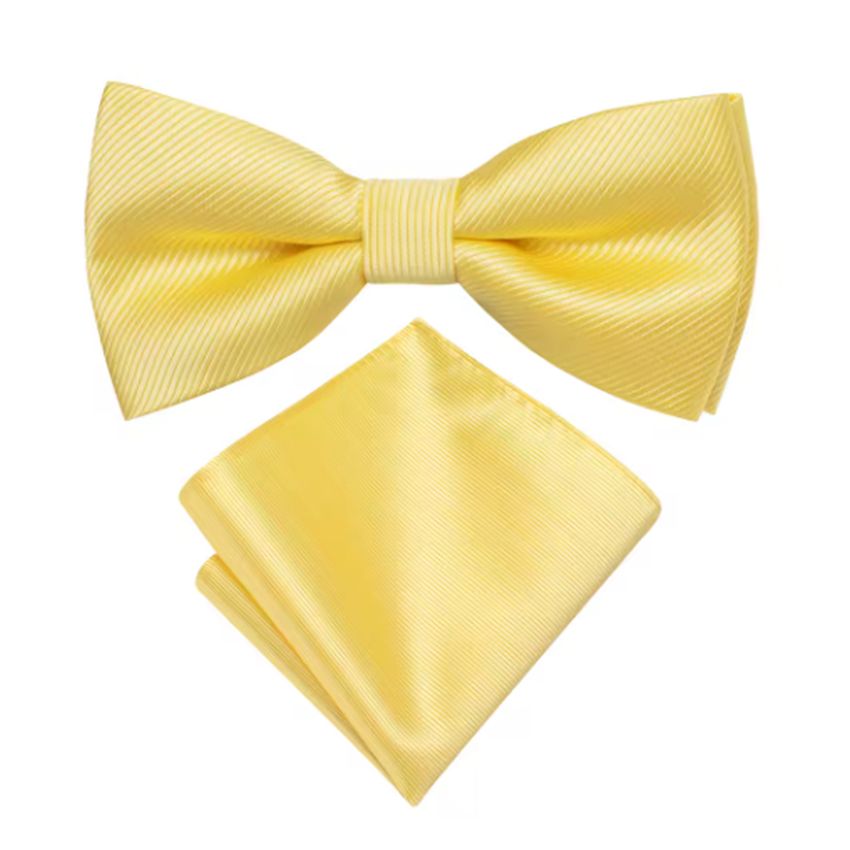 Butter Yellow Bow Tie And Hanky Set