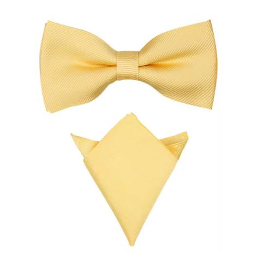 Butter Yellow Bow Tie And Hanky Set