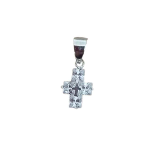 CZ Cross Centre Sterling Silver Cross Pendant