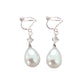 CZ Teardrop Pearl Clip On Earrings