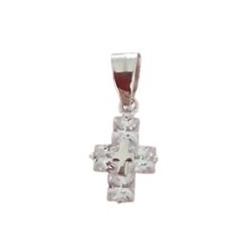 CZ Cross Centre Sterling Silver Cross Pendant