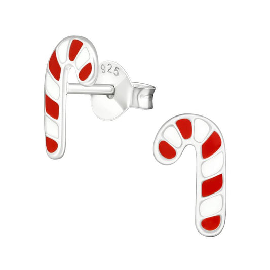 Candy Cane Sterling Silver Kids Earrings