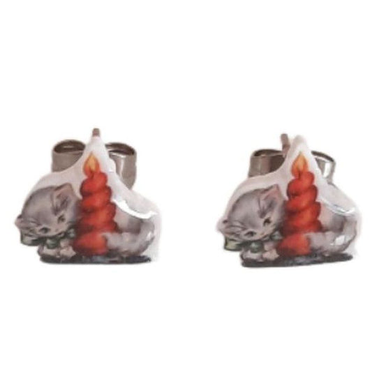 Cat And Candle Acrylic Earrings