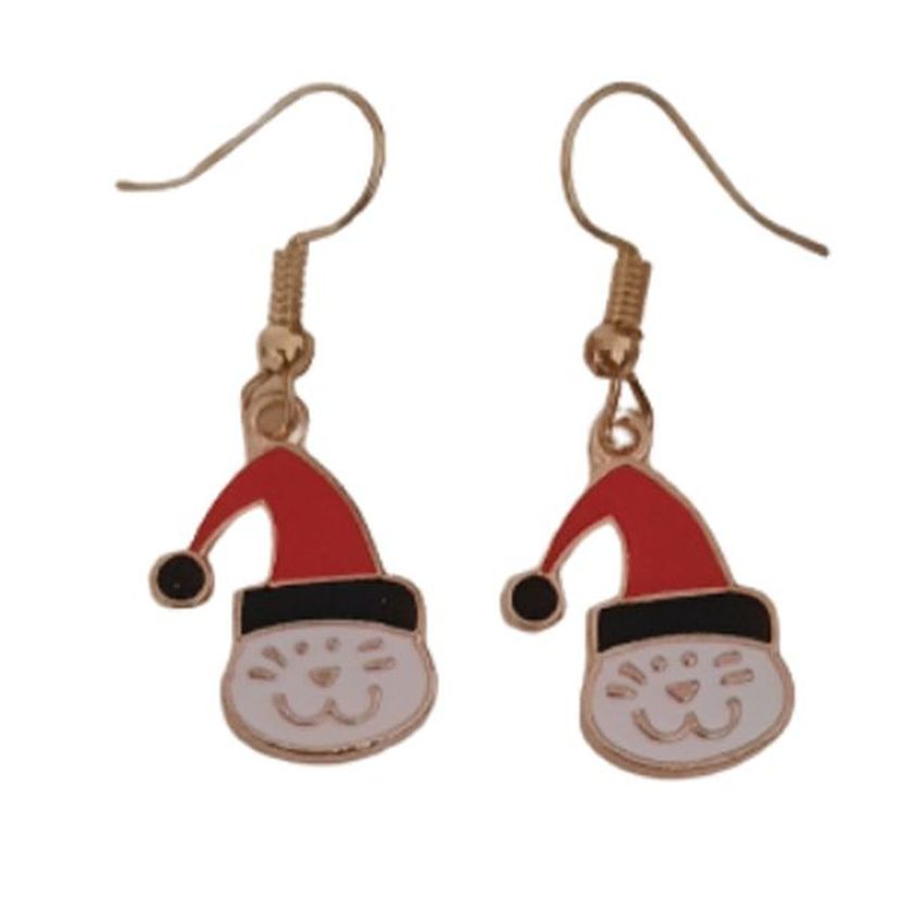 Cat In A Hat Christmas Earrings