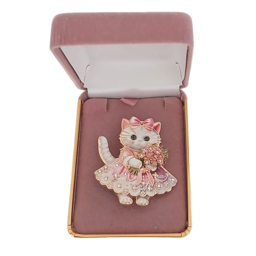 Cat With Flowers Brooch(2)