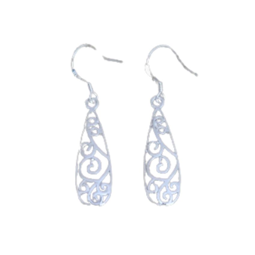 Celtic Scroll Silver Dangly Earrings