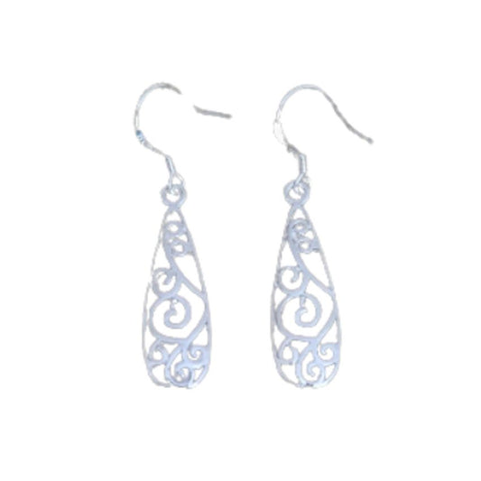 Celtic Scroll Silver Dangly Earrings