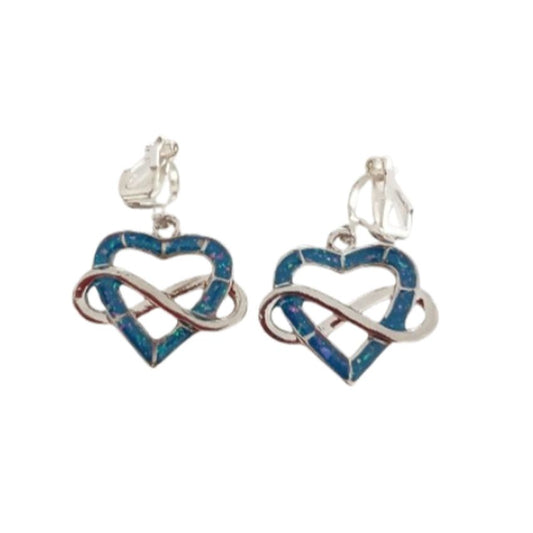 Celtic Twist Heart Blue Clip On Earrings