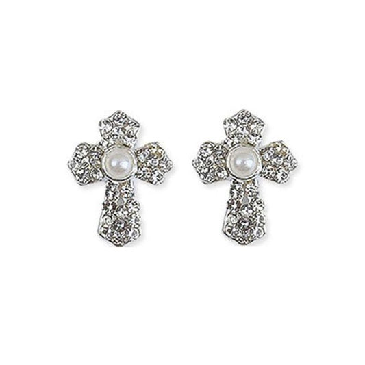 Centre Pearl Communion Clip On Earrings
