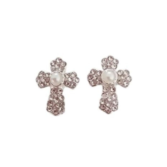 Centre Pearl Communion Clip On Earrings