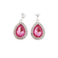 Cerise Pink Diamante Drop Clip On Earrings