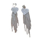 Chain Drop Heart Diamante Clip On Earrings