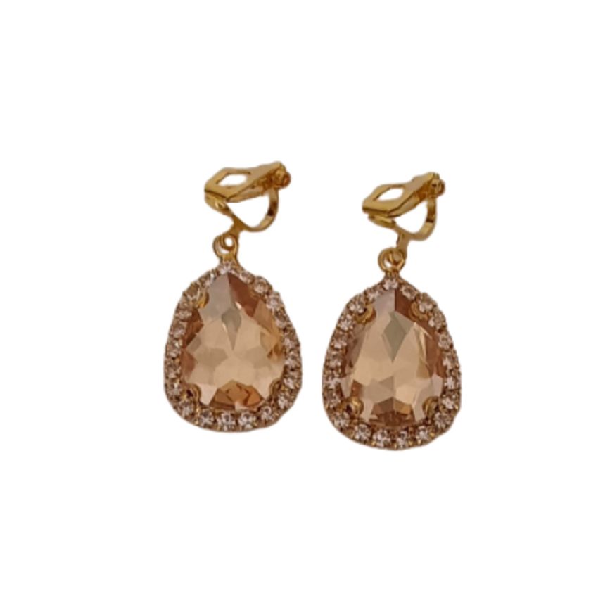 Champagne Gold Clip On Earrings