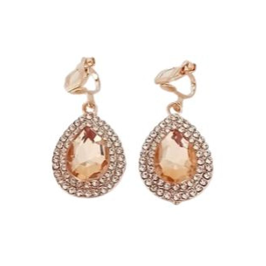 Champagne Gold Clip On Earrings