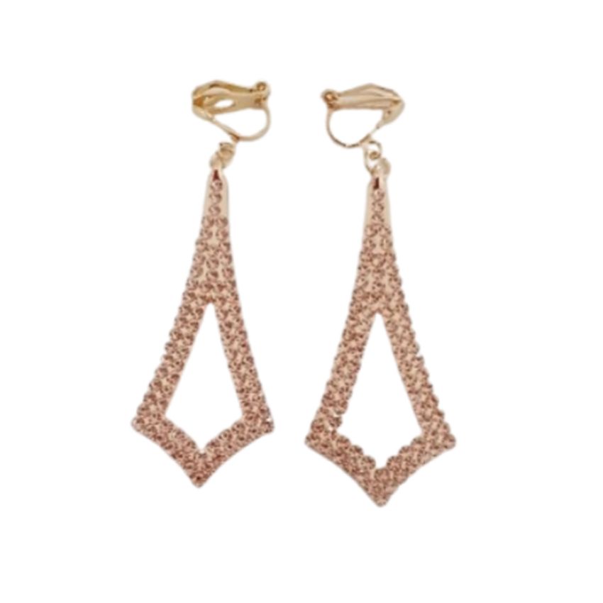 Champagne Rose Gold Clip On Earrings