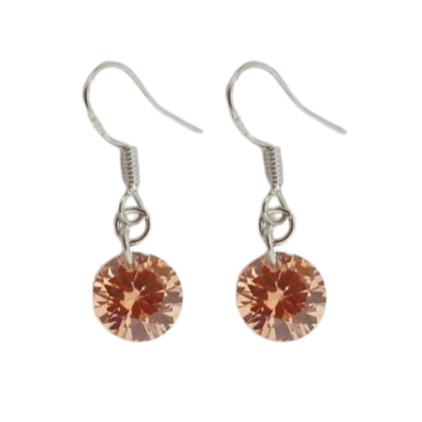 Champagne Coloured Small Drop Silver Hook Earrings