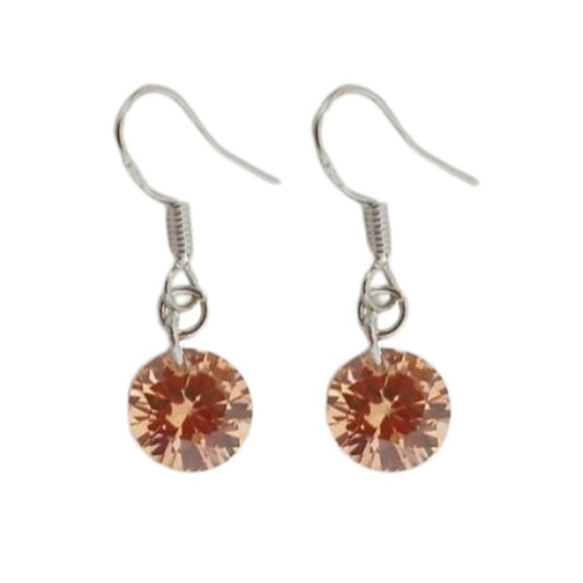Champagne Coloured Small Drop Silver Hook Earrings