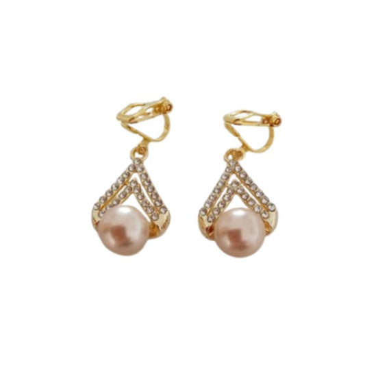 Champagne Pearl Clip On Earrings