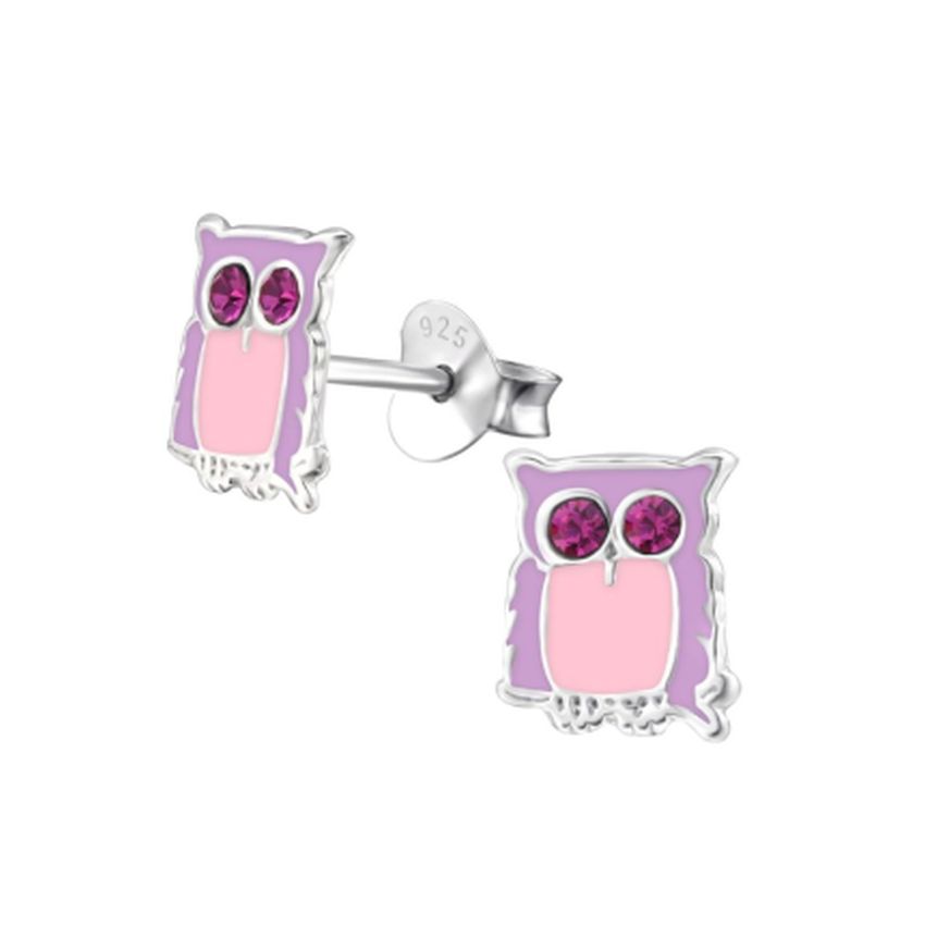 Childrens Sterling Silver Owl Earrings