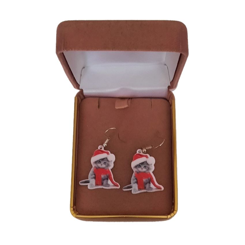 Christmas Cat Acrylic Earrings(2)