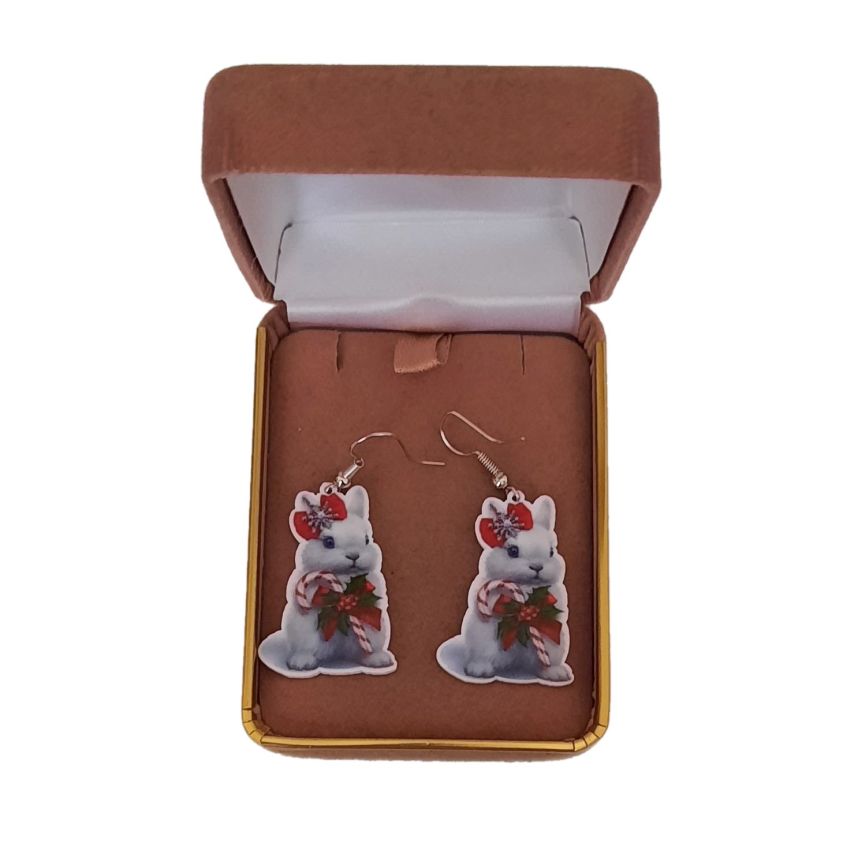 Christmas Rabbit Acrylic Earrings(2)