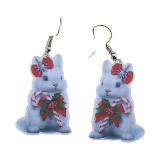 Christmas Rabbit Acrylic Earrings