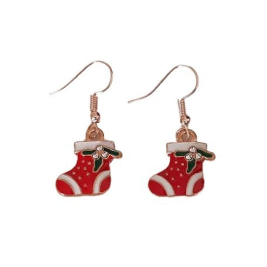 Christmas Stocking Red Earrings